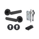 Iver Bronte Solid Brass Door Lever on Round Rose | All Functions | Entrance Kit (Key/Key) | 7 Finishes - Matt Black