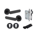 Iver Bronte Solid Brass Door Lever on Round Rose | All Functions | Entrance Kit (Key/Thumb) | 7 Finishes - Matt Black