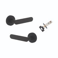 Iver Bronte Solid Brass Door Lever on Round Rose | All Functions | Passage Kit | 7 Finishes - Matt Black
