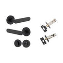 Iver Bronte Solid Brass Door Lever on Round Rose | All Functions | Separate Privacy Kit | 7 Finishes - Matt Black