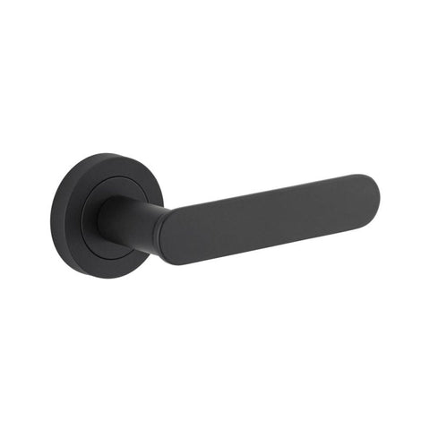 Iver Bronte Solid Brass Door Lever on Round Rose | All Functions | Lever Set Only | 7 Finishes - Matt Black