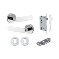 Iver Bronte Solid Brass Door Lever on Round Rose | All Functions | Entrance Kit (Key/Thumb) | 7 Finishes - Polished Brass