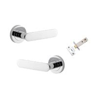 Iver Bronte Solid Brass Door Lever on Round Rose | All Functions | Passage Kit | 7 Finishes - Polished Chrome