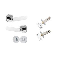 Iver Bronte Solid Brass Door Lever on Round Rose | All Functions | Separate Privacy Kit | 7 Finishes - Polished Chrome