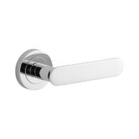 Iver Bronte Solid Brass Door Lever on Round Rose | All Functions | Lever Set Only | 7 Finishes - Polished Chrome