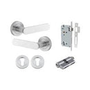 Iver Bronte Solid Brass Door Lever on Round Rose | All Functions | Entrance Kit (Key/Key) | 7 Finishes - Brushed Chrome