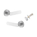 Iver Bronte Solid Brass Door Lever on Round Rose | All Functions | Inbuilt Privacy Kit | 7 Finishes - Brushed Chrome
