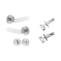 Iver Bronte Solid Brass Door Lever on Round Rose | All Functions | Separate Privacy Kit | 7 Finishes - Brushed Chrome