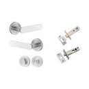 Iver Bronte Solid Brass Door Lever on Round Rose | All Functions | Separate Privacy Kit | 7 Finishes - Brushed Chrome