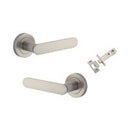 Iver Bronte Solid Brass Door Lever on Round Rose | All Functions | Passage Kit | 7 Finishes - Satin Nickel