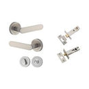 Iver Bronte Solid Brass Door Lever on Round Rose | All Functions | Separate Privacy Kit | 7 Finishes - Satin Nickel