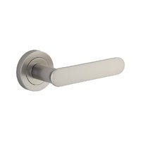 Iver Bronte Solid Brass Door Lever on Round Rose | All Functions | Lever Set Only | 7 Finishes - Satin Nickel