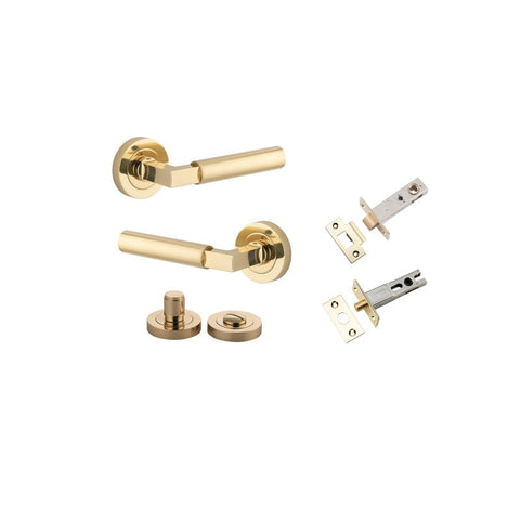 Iver Berlin Solid Brass Door Lever Handle | Separate Privacy Kit | 7 Finishes - Polished Brass