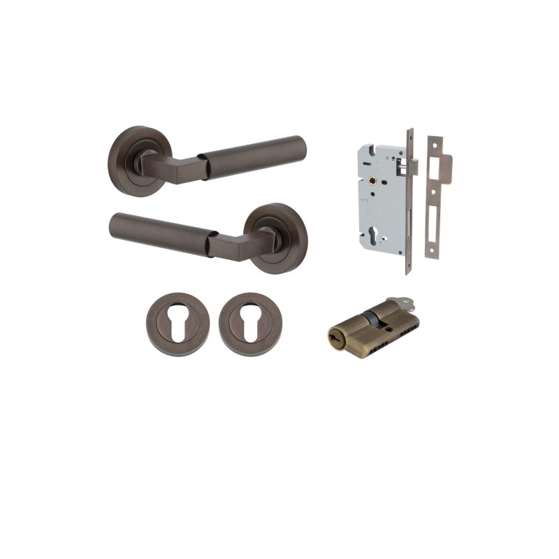 Iver Berlin Door Lever Handle On Round Rose Passage - primehardware