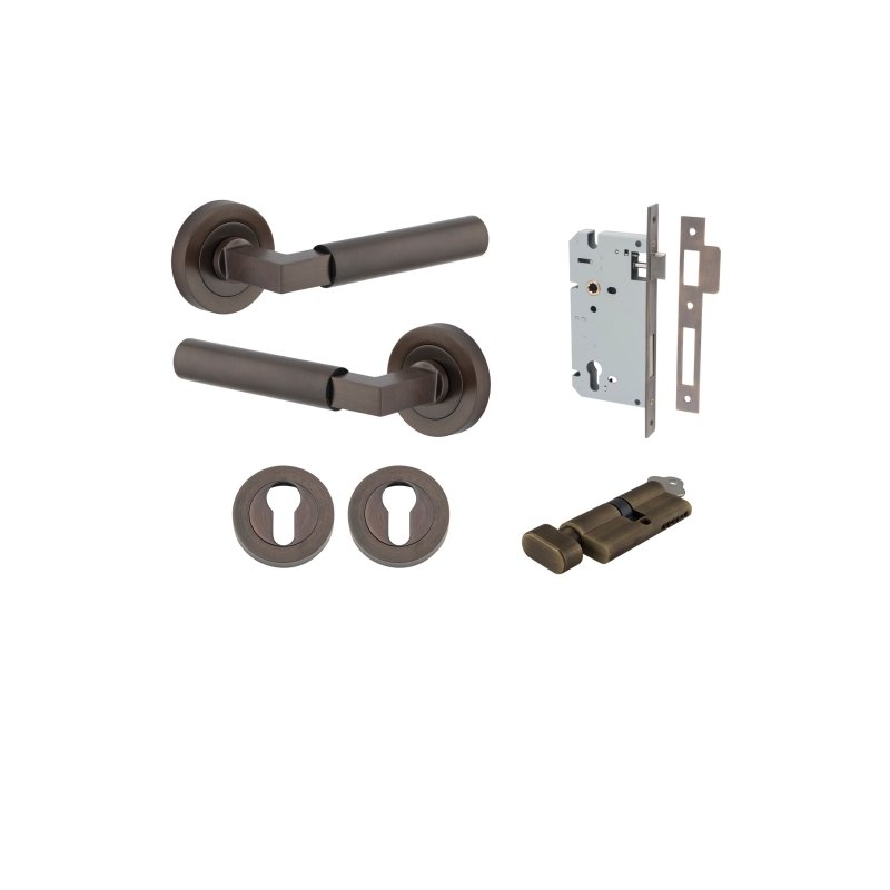 Iver Berlin Door Lever Handle On Round Rose Passage - primehardware
