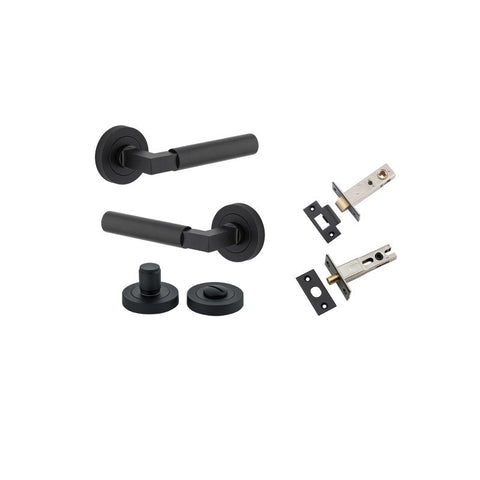 Iver Berlin Solid Brass Door Lever Handle | Separate Privacy Kit | 7 Finishes - Matt Black