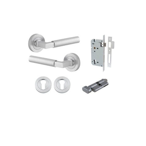 Iver Berlin Solid Brass Door Lever Handle | Entrance Kit (Key/Thumb) | 7 Finishes - Brushed Chrome