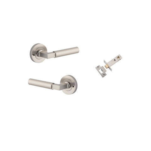 Iver Berlin Solid Brass Door Lever Handle | Inbuilt Privacy Kit | 7 Finishes - Satin Nickel