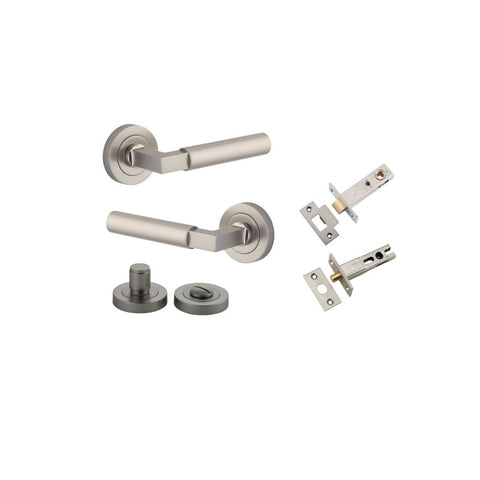 Iver Berlin Solid Brass Door Lever Handle | Separate Privacy Kit | 7 Finishes - Satin Nickel