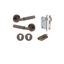 Iver Brunswick Knurled Solid Brass Door Lever Handle On Round Rose | Entrance Kit (Key/Key) | 6 Finishes - Signature Brass