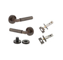 Iver Brunswick Knurled Solid Brass Door Lever Handle On Round Rose | Separate Privacy Kit | 6 Finishes - Signature Brass