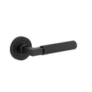 Iver Brunswick Knurled Solid Brass Door Lever Handle On Round Rose | Lever Set Only | 6 Finishes - Matt Black