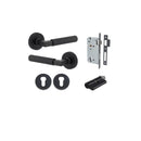 Iver Brunswick Knurled Solid Brass Door Lever Handle On Round Rose | Entrance Kit (Key/Key) | 6 Finishes - Matt Black