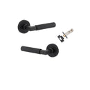 Iver Brunswick Knurled Solid Brass Door Lever Handle On Round Rose | Passage Kit | 6 Finishes - Matt Black