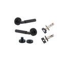 Iver Brunswick Knurled Solid Brass Door Lever Handle On Round Rose | Separate Privacy Kit | 6 Finishes - Matt Black
