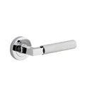 Iver Brunswick Knurled Solid Brass Door Lever Handle On Round Rose | Lever Set Only | 6 Finishes - Polished Chrome