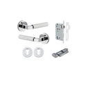 Iver Brunswick Knurled Solid Brass Door Lever Handle On Round Rose | Entrance Kit (Key/Thumb) | 6 Finishes - Polished Chrome