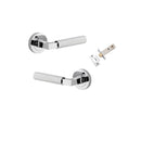 Iver Brunswick Knurled Solid Brass Door Lever Handle On Round Rose | Passage Kit | 6 Finishes - Polished Chrome
