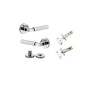 Iver Brunswick Knurled Solid Brass Door Lever Handle On Round Rose | Separate Privacy Kit | 6 Finishes - Polished Chrome