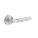 Iver Brunswick Knurled Solid Brass Door Lever Handle On Round Rose | Lever Set Only | 6 Finishes - Brushed Chrome