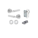 Iver Brunswick Knurled Solid Brass Door Lever Handle On Round Rose | Entrance Kit (Key/Key) | 6 Finishes - Brushed Chrome