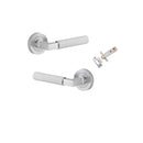 Iver Brunswick Knurled Solid Brass Door Lever Handle On Round Rose | Passage Kit | 6 Finishes - Brushed Chrome