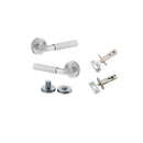 Iver Brunswick Knurled Solid Brass Door Lever Handle On Round Rose | Separate Privacy Kit | 6 Finishes - Brushed Chrome