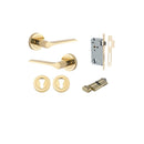 Iver Como Door Lever on Round Rose | Entrance Kit (Key/Thumb) | 7 Finishes - Polished Brass
