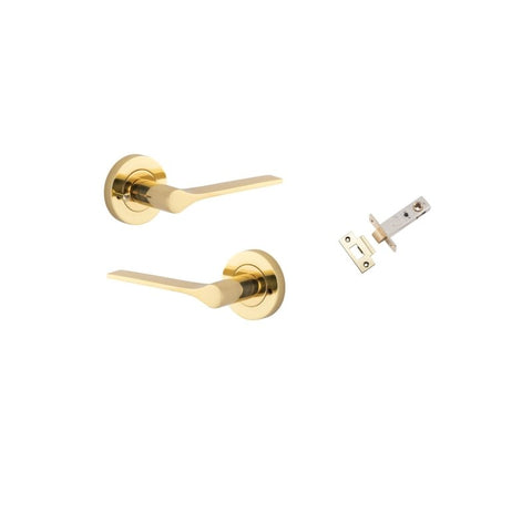 Iver Como Door Lever on Round Rose | Inbuilt Privacy Kit | 7 Finishes - Polished Brass