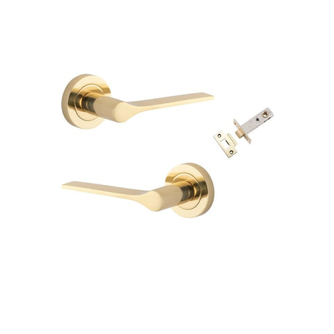Iver Como Door Lever on Round Rose | Passage Kit | 7 Finishes - Polished Brass