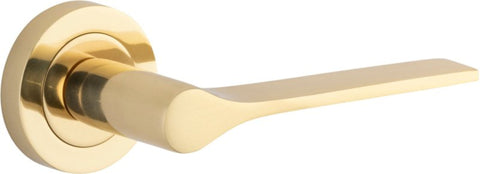 Iver Como Door Lever on Round Rose | Lever Set Only | 7 Finishes - Polished Brass