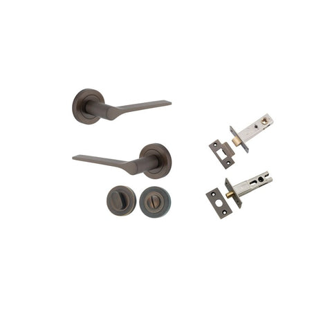 Iver Como Door Lever on Round Rose | Separate Privacy Kit | 7 Finishes - Signature Brass