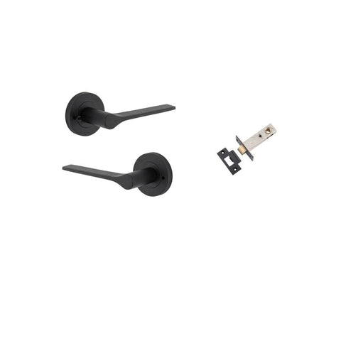 Iver Como Door Lever on Round Rose | Inbuilt Privacy Kit | 7 Finishes - Matt Black