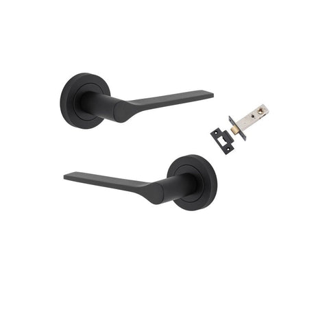 Iver Como Door Lever on Round Rose | Passage Kit | 7 Finishes - Matt Black