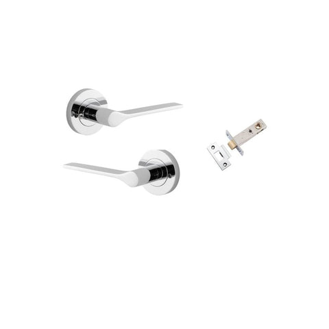 Iver Como Door Lever on Round Rose | Inbuilt Privacy Kit | 7 Finishes - Polished Chrome
