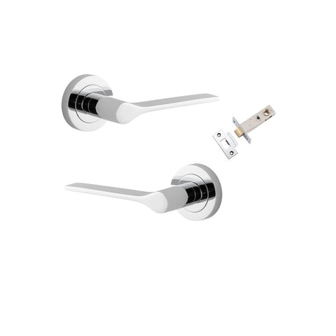 Iver Como Door Lever on Round Rose | Passage Kit | 7 Finishes - Polished Chrome