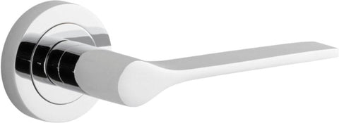 Iver Como Door Lever on Round Rose | Lever Set Only | 7 Finishes - Polished Chrome