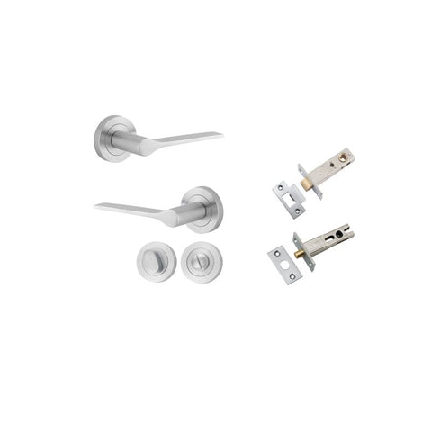 Iver Como Door Lever on Round Rose | Separate Privacy Kit | 7 Finishes - Brushed Chrome