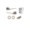 Iver Como Door Lever on Round Rose | Entrance Kit (Key/Key) | 7 Finishes - Satin Nickel