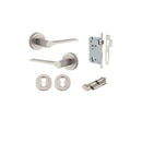 Iver Como Door Lever on Round Rose | Entrance Kit (Key/Thumb) | 7 Finishes - Satin Nickel